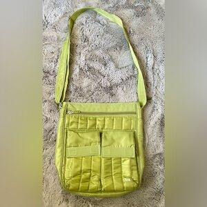 LUG Light Green Quilted Crossbody Bag with adjustable straps